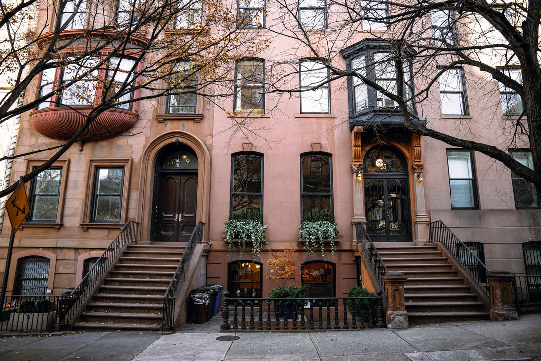 Brooklyn brownstones in New York City in fall