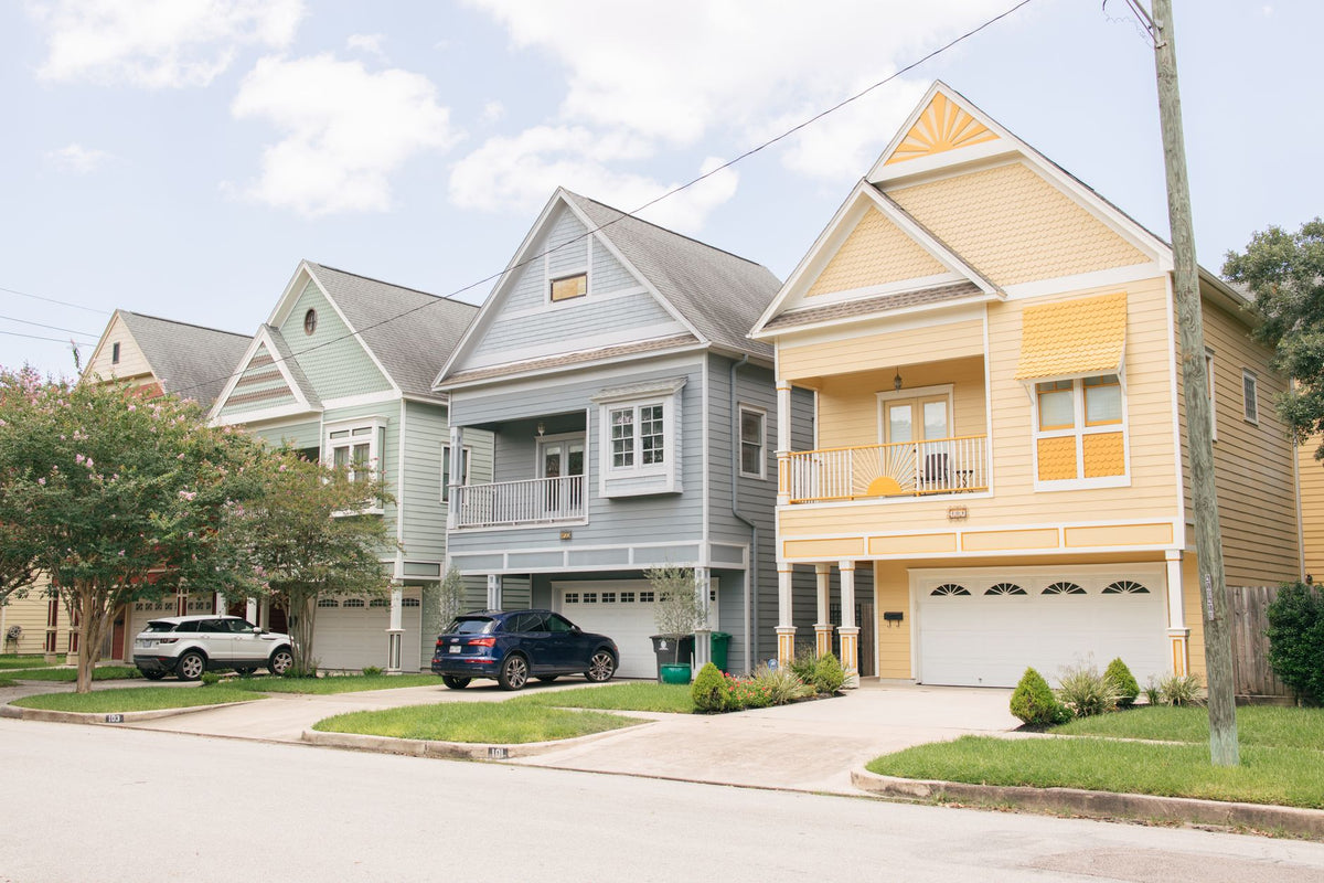 Colorful homes in the Houston Heights neighborhood, Houston, Texas