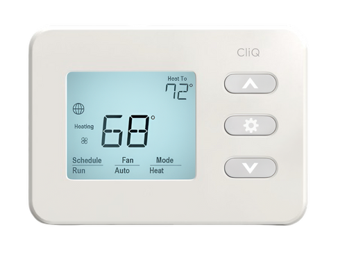 Digital thermostat with temperature display on a white background